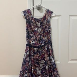 Danny and Nicole Navy Blue Flower Pattern Dress